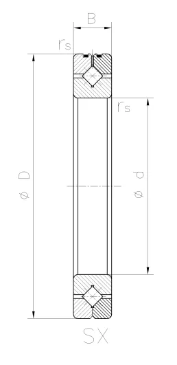 SX系列交叉滾子軸承剖面圖